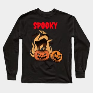 Spooky pumpkin scene halloween Long Sleeve T-Shirt